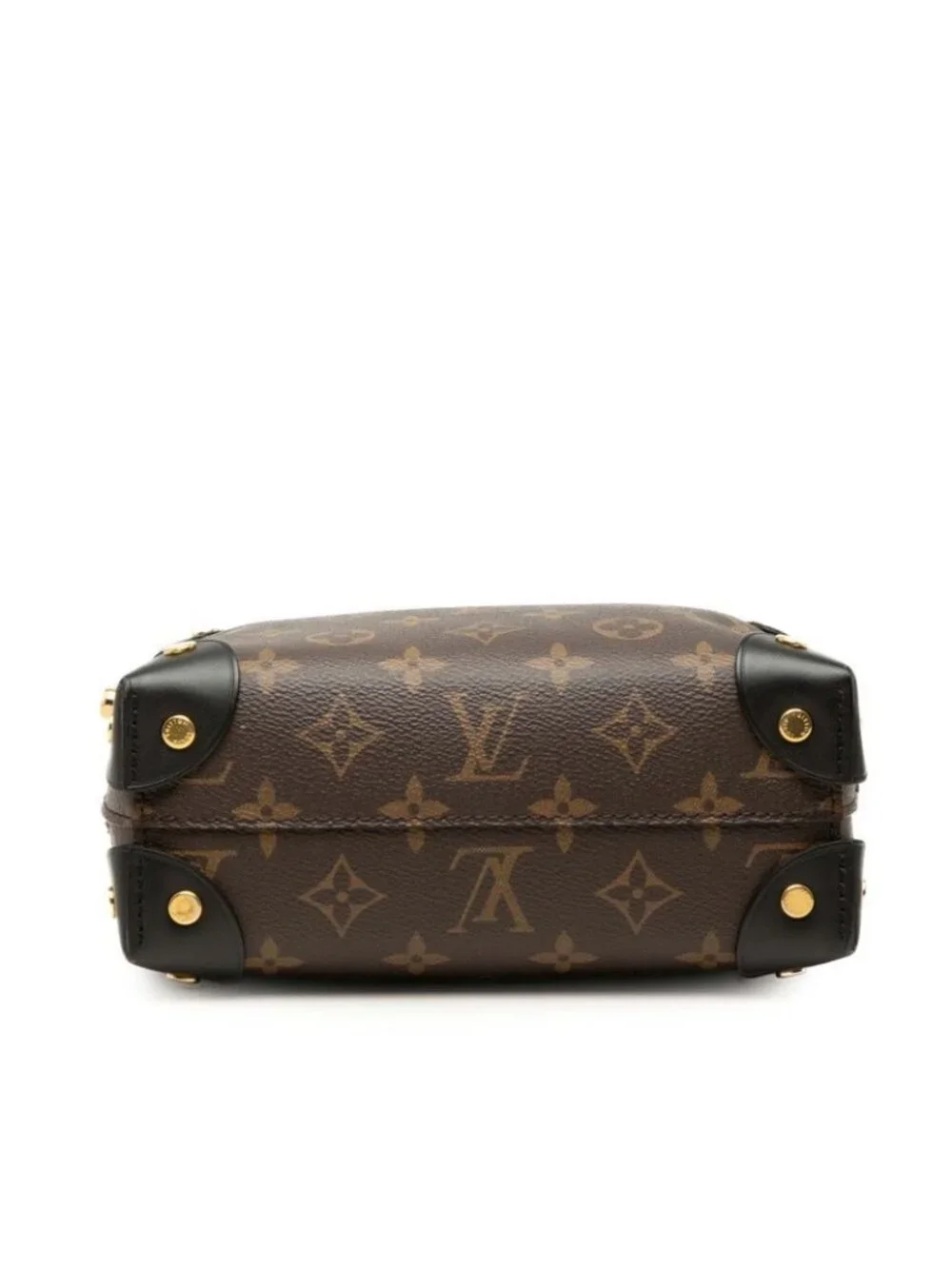 Louis Vuitton Monogram Petite Malle Souple 2-Way Shoulder Bag Brown Leather